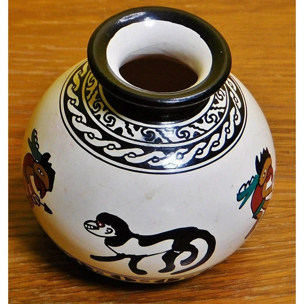 Vintage Costa Rican Pottery Stubby Vase